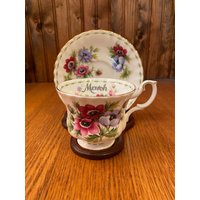 Royal Albert Blume Des Monats März Teetasse Mit Untertasse, Anemonenblume von TFBTreasures