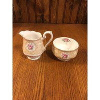 Royal Albert Crown China, Devonshire Lace Mini Milchkännchen Und Offene Zuckerdose von TFBTreasures