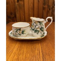 Royal Albert Orangenblüte Mini Milchkännchen, Zuckerdose Und Unterteller, Sahne Zucker Tablett Set von TFBTreasures