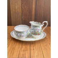 Royal Albert Silver Birch Sahne Und Zucker Mit Unterplatte Mini Cream Offene Zuckerdose Tablett von TFBTreasures