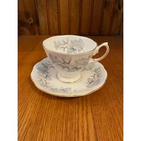 Royal Albert Silver Maple Footed Teetasse Und Untertasse, Montrose-Formtasse Royal Albert Silver Maple Footed Teetasse Und Untertasse, Montrose-Formtasse von TFBTreasures