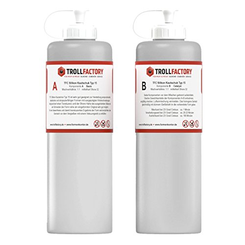 Silikon Kautschuk Typ 15 I Dubliersilikon mittelhart I transluzent I 2 kg (2 x 1 kg) von TFC Troll Factory