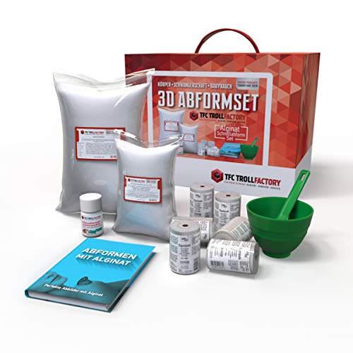 TFC 3D Körper Schwangerschaft Bauch Abformset: 2kg TFC Alginat Premium Abformmasse 9-11 Min 6,0kg TFC Xyrarock Giessmasse 4:1 6X Gipsbinde Trennvaseline Becher Spatel Fachbuch „Abformen mit Alginat“ von TFC Troll Factory