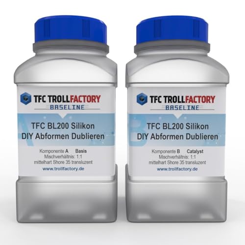TFC Baseline 200 Abformsilikon Shore 35 1:1 - Hochfestes, Transluzentes Silikon für anspruchsvolle Projekte, geruchslos, -60°C bis +250°C von TFC Troll Factory