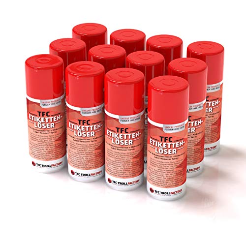 TFC Etikettenlöser I Etikettenentferner I Klebstoff & Aufkleber entfernen I Kleberlöser I Label Remover Spray I 12 x500ml von TFC Troll Factory