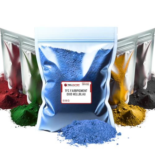 TFC Farbpigment Oxid Hellblau – Hochdeckendes Pigmentpulver für Reliefgießmassen wie Xyrarock, Gips, Epoxidharz und Beton, Matt, Lichtbeständig und Wetterfest I 1kg von TFC Troll Factory