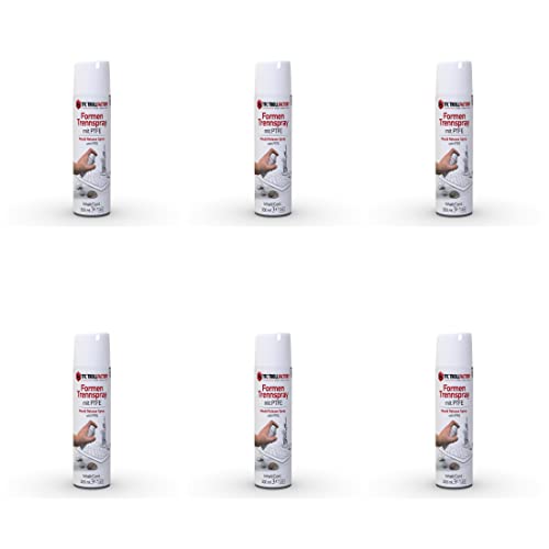 TFC Formen Trennspray mit PTFE 300ml - Hochleistungs-Trennmittel für Kunststoffformen, Beton & Wachs - Mikrofeiner PTFE-Film - Ideal für Gießarbeiten & Gipsgießmassen - Verklebungsresistent - 6 Stück von TFC Troll Factory