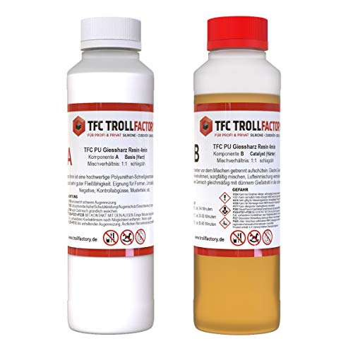 TFC PU Giessharz Resin 4 Min. I Zweikomponenten-Giessmasse, beige I dünnflüssig, 1 kg (2 x 500 g) von TFC Troll Factory