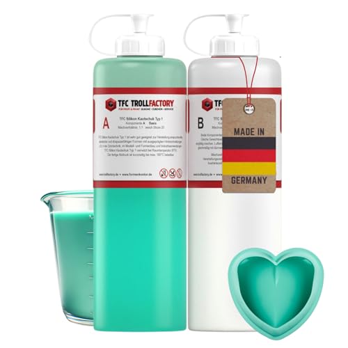TFC Silikon Kautschuk Typ 1 - Hochdetailliertes Abformsilikon 2 KG - 2 Komponenten Silikon zur Herstellung von Silikonformen oder zum Gießen - Optimal für Objekte bis zu 30 cm von TFC Troll Factory