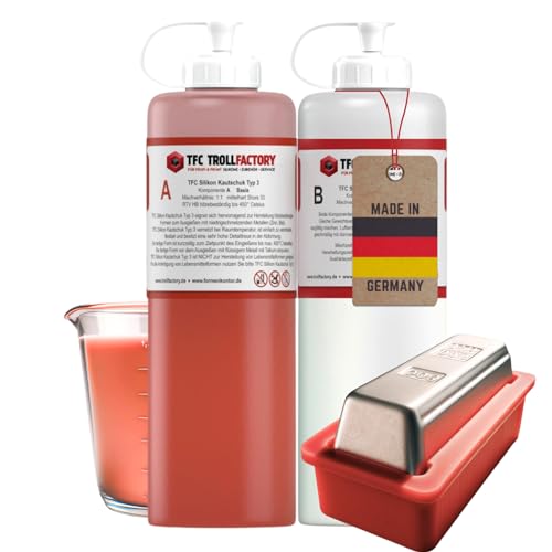 TFC Silikon Kautschuk Typ 3 I Dubliersilikon mittelhart I Zinnguss Bleiguss, hitzebeständig I 1 kg (2 x 500 g) von TFC Troll Factory