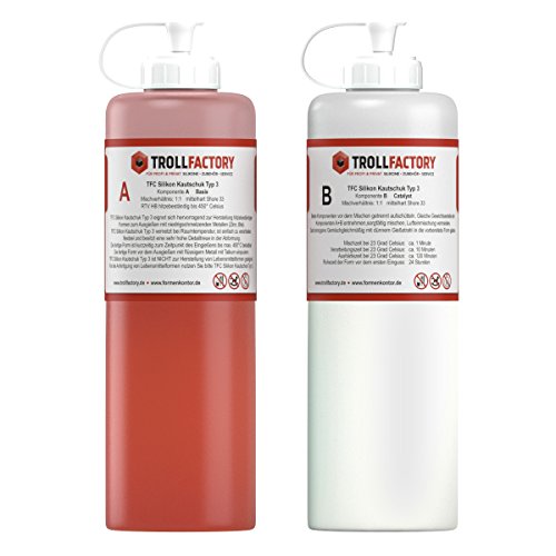 TFC Silikon Kautschuk Typ 3 I Dubliersilikon mittelhart I Zinnguss Bleiguss, hitzebeständig I 2 kg (2 x 1 kg) von TFC Troll Factory