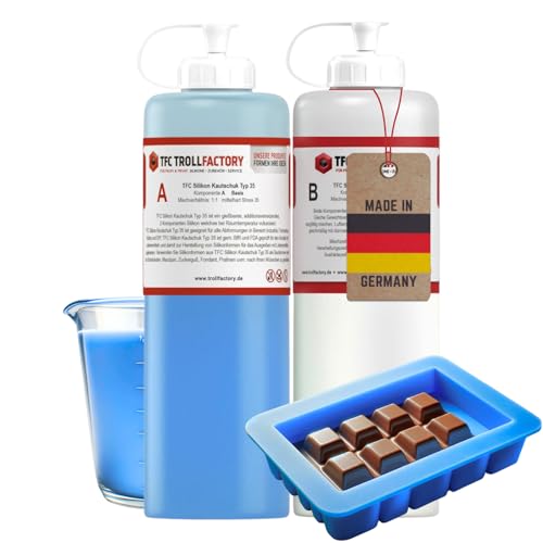 TFC Silikon Kautschuk Typ 35 Lebensmittel blau mittelhart Shore 1:1 - Größe: 2kg von TFC Troll Factory