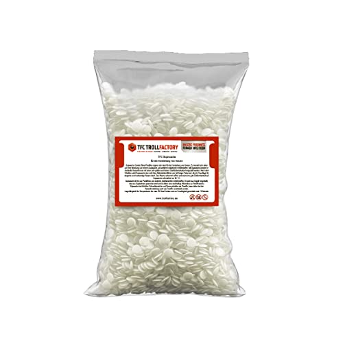 TFC Sojawachs Pastillen zum Kerzengießen und Selber machen I Vegan, nachhaltig & schadstofffrei I Wachslinsen zur einfachen Dosierung I 100g I weiß von TFC Troll Factory
