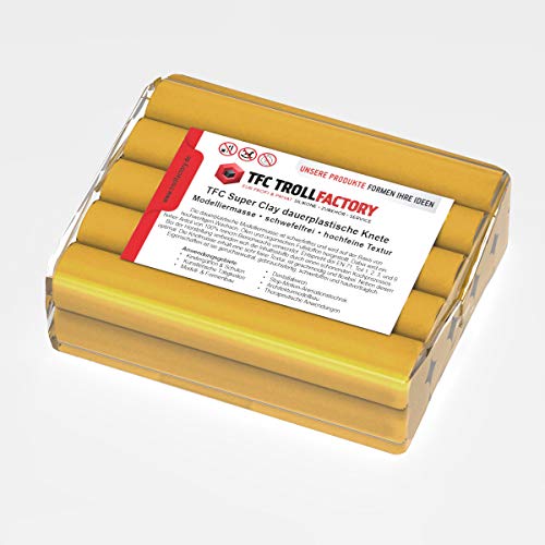 TFC SuperClay I dauerplastische Knete I Modelliermasse I hergestellt aus hochwertigen Wachsen (100% Bienenwachs) und Ölen I ocker, 500g von TFC Troll Factory
