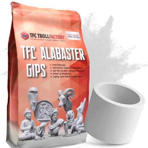 TFC Troll Factory Alabaster Gips, natur weiß, 2x5 kg I Gießmasse für Silikonformen, zum Bemalen und Modellieren, Handabdruck, Babybauch I sehr fein von TFC Troll Factory