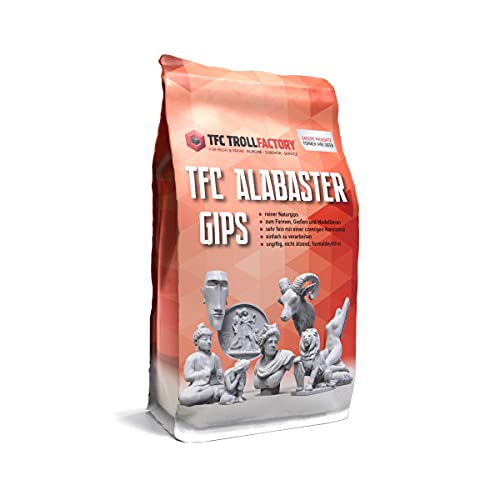 TFC Alabaster Gips, naturweiß, 5 kg I Gießmasse für Silikonformen, zum Bemalen und Modellieren, Handabdruck, Babybauch I sehr fein von TFC Troll Factory