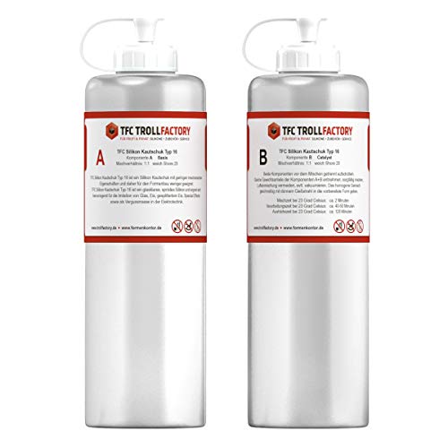 TFC Troll Factory Silikon Kautschuk Typ 16 I SFX Silikon, mittelhart I glasklar, transparent I 2 kg (2 x 1 kg) von TFC Troll Factory