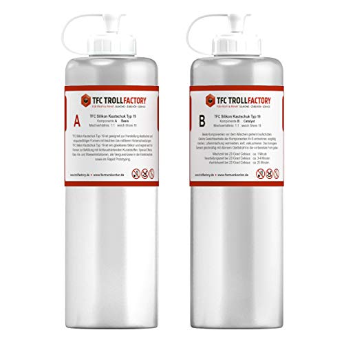 TFC Troll Factory Silikon Kautschuk Typ 19 I Dubliersilikon mittelhart I glasklar, transparent I 2 kg (2 x 1 kg) von TFC Troll Factory