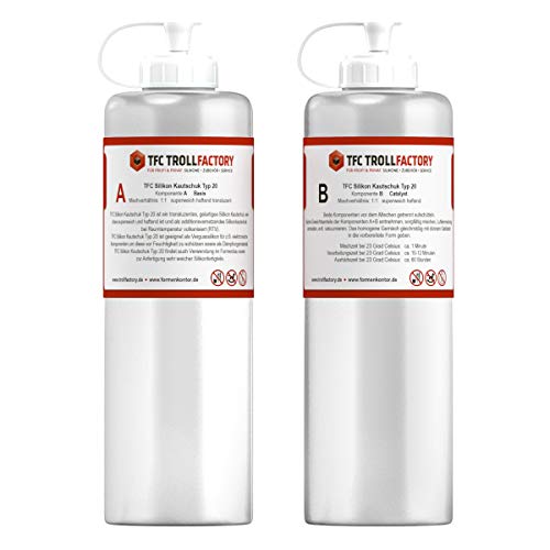 TFC Troll Factory Silikon Kautschuk Typ 20 I Vergusssilikon, sehr weich I transluzent I 2 kg (2 x 1 kg) von TFC Troll Factory