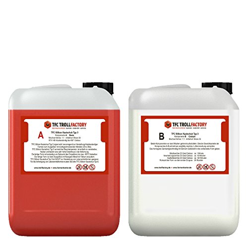 TFC Silikon Kautschuk Typ 3 I Dubliersilikon mittelhart I Zinnguss Bleiguss, hitzebeständig I 10 kg (2 x 5 kg) von TFC Troll Factory