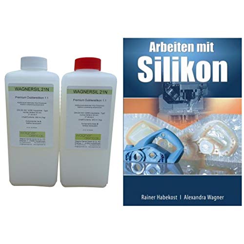 Wagnersil Premium 21 NO transluzent Shore 21 EFZ 30 min 1:1 im Set mit Buch Arbeiten Silikon von Rainer Habekost und Alexandra Wagner - Größe: 2kg (2x1kg) von TFC Troll Factory