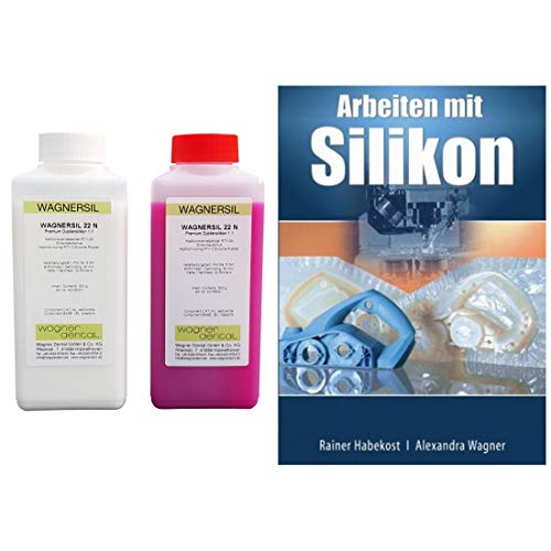 Wagnersil Premium 22 N rosa Shore 22 EFZ 30 min 1:1 im Set mit Buch Arbeiten Silikon von Rainer Habekost und Alexandra Wagner - Größe: 1kg (2x500g) von TFC Troll Factory