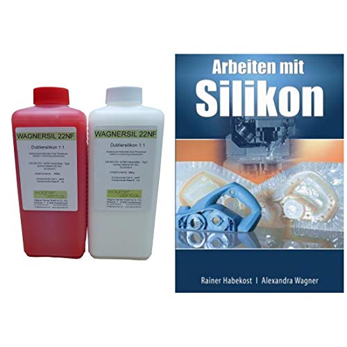 Wagnersil Premium 22 NF rosa Shore 25 EFZ 30 min 1:1 im Set mit Buch Arbeiten Silikon von Rainer Habekost und Alexandra Wagner - Größe: 1kg (2x500g) von TFC Troll Factory
