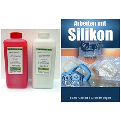 Wagnersil Premium 25 NF rosa Shore 25 EFZ 30 min 1:1 im Set mit Buch Arbeiten Silikon von Rainer Habekost und Alexandra Wagner - Größe: 1kg (2x500g) von TFC Troll Factory