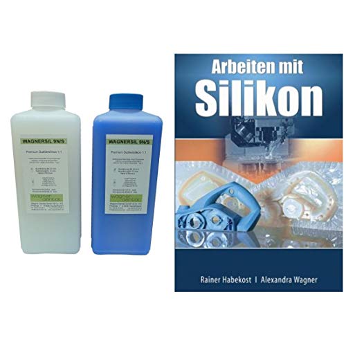 Wagnersil Premium 9 N blau Shore 9 EFZ 30 min 1:1 im Set mit Buch Arbeiten Silikon von Rainer Habekost und Alexandra Wagner - Größe: 2kg (2x1kg) von TFC Troll Factory