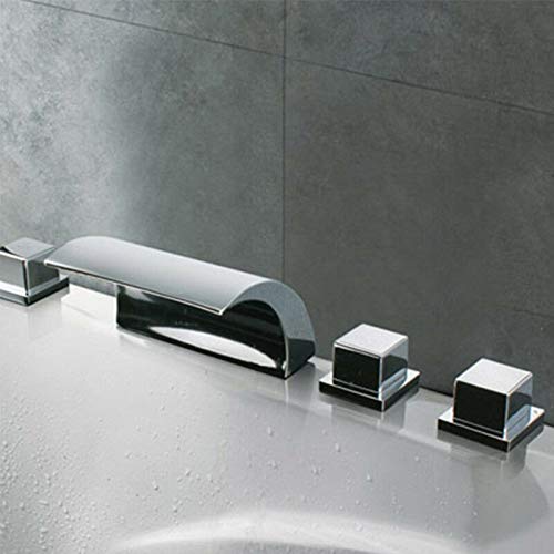 5 Loch Set duschsystem Wannenbatterie Badewannenarmatur Zeitgenössische Wasserfall Badewanne Wasserhahn Handbrause armatur von TFCFL