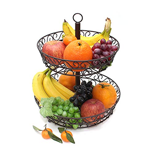 TFCFL Obst Etagere 30 cm - Obstschale Metall für Mehr Platz Auf Der Arbeitsplatte - Etageren mit Obstschalen - Dekorativer Obstkorb Schwarz von TFCFL