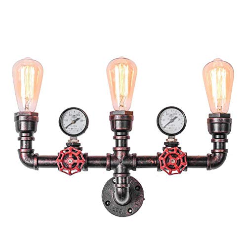 TFCFL Water Pipe Wandleuchter Wasserleitung Vintage Retro Wandlampe Nostalgische Wandleuchte Industrie Wind Kreative 3/4 Rustikal Wandbeleuchtung Restaurant Bar Cafe Wand Lampe von TFCFL