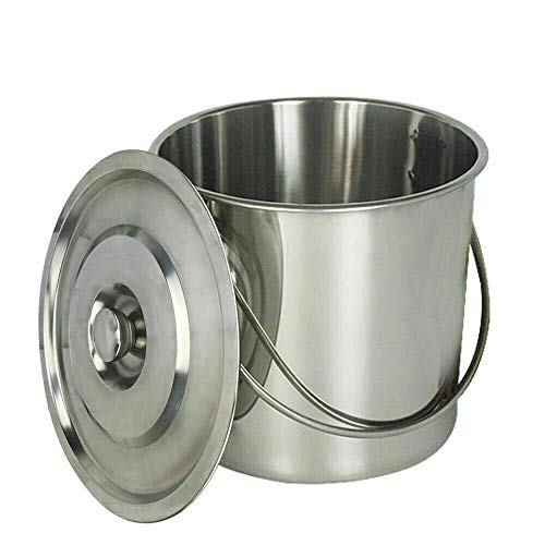 TFCFL Edelstahleimer, 6L, mit Edelstahl Deckel, Sektkühler, Futtereimer, Kücheneimer, Milcheimer von TFCFL