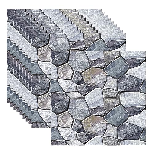 10 Stück 3D Wandfliesenaufkleber,Selbstklebende Ziegel Tapete, Steintapete Wandaufkleber,Wasserdicht Schaumstoff Wandtapete für Küche, Schlafzimmer, Badezimmer, Wohnzimmer Dekorative 30x30cm (F) von TFCIOD