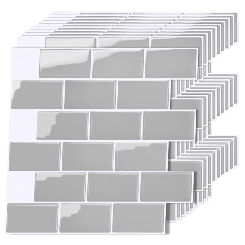 3D Fliesenaufkleber, Dickere Küchenfliesen Selbstklebende 10 Stück, Wandfliesen Selbstklebend, Klebefliesen Küche Abziehbare,für Bad,Küche,Wand Dekoration Wasserdicht (Grau, 30.5x30.5cm) von TFCIOD