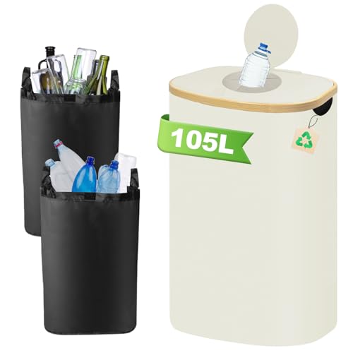 TFCIOD 105L Pfandflaschen Sammelbehälter mit Deckel, Pfandflaschen Aufbewahrung mit Loch, Pfandflaschen Behälter, Flaschensammler Leergut für Küche Abstellraum Flaschentasche Leergut & Altglas, Beige TFCIOD 105L Pfandflaschen Sammelbehälter mit Deckel, Pfandflaschen Aufbewahrung mit Loch, Pfandflaschen Behälter, Flaschensammler Leergut für Küche Abstellraum Flaschentasche Leergut & Altglas, Beige von TFCIOD
