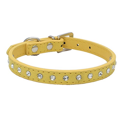 TFENG Halsband für Hunde und Katzen, Classic Baumwolle Einstellbare Katzenhalsband Welpen HundeHalsband (Size XS,Gelb) von TFENG