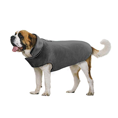 TFENG Hundejacke für Hunde Brust 68-80cm, Rückenlänge 47cm, Hals 42-51cm Wasserdicht Hundemantel gepolstert Puffer Weste Welpen (Grau, Größe 2XL) von TFENG