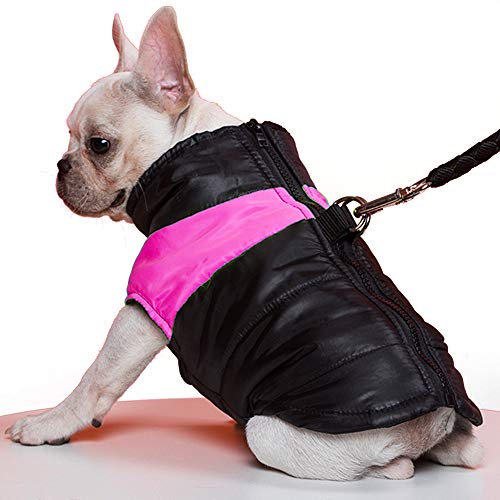 TFENG Hundemantel Hundejacke für Hunde, Warm gepolstert Puffer Weste Welpen Regenmantel mit Fleece (Rosa, 2XL) von TFENG