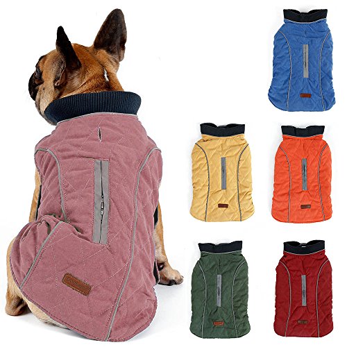 TFENG Reflektierend Hundejacke Brust 76-94cm, Rückenlänge 57cm Hundemantel Warm gepolstert Puffer Weste Welpen Regenmantel mit Fleece (Rosa, 3XL) von TFENG