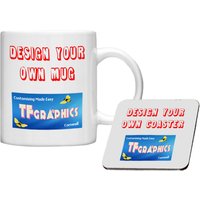 Personalisierte Tasse & Untersetzer-Set - Benutzerdefinierte 11 Unzen Kaffeetasse von TFGraphicsCornwall