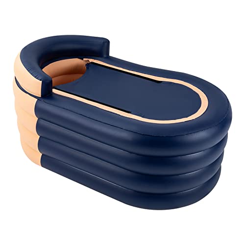 TFIANYNI 1.4M Tragbare Und Faltbare Badewanne PVC+Baumwolle, 4 Ebenen Aufblasbare Badewanne Mit Pumpe, Inflation Zeit Ca 1 Min, Drahtlose Aufblasung, Mit Aufbewahrungstasche (Orange) von TFIANYNI