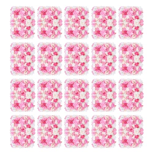 TFIANYNI 20 Stück Künstliche Blumenwandpaneel 40X60Cm, Handmade Kunstblumen Panel, Seide+Kunststoff, Rechteckig, Indoor/Outdoor Rosenwand Deko, Nachdenkliches Geschenk (Typ D) von TFIANYNI