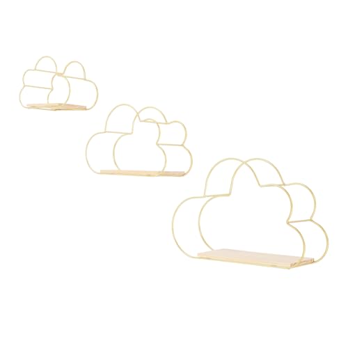 TFIANYNI 3er-Set Wandregal Wolkenform, aus Eisen und Holz, Hängeregal mit 3 Größen, Wandregal Dekorativ, bis 5kg Belastbarkeit, für Küche Bad Wohnzimmer Schlafzimmer, Regalbrett Cloud Shelf (Gold) TFIANYNI 3er-Set Wandregal Wolkenform, aus Eisen und Holz, Hängeregal mit 3 Größen, Wandregal Dekorativ, bis 5kg Belastbarkeit, für Küche Bad Wohnzimmer Schlafzimmer, Regalbrett Cloud Shelf (Gold) von TFIANYNI