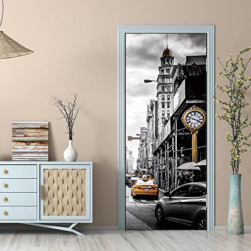 3D Tür Tapete Selbstklebend Tür Aufkleber Tür Poster Tür Wandbild Tür Kunst Tür Wandaufkleber Tür Foto New York Street Building Landschaft 100 X 215 Cm Für Wohnzimmer Schlafzimmer Badezimmer Küche Tü von TFLABS