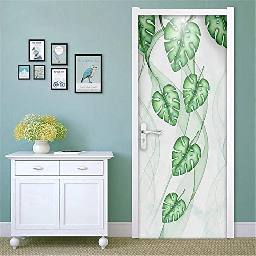 3D Türaufkleber Grüne Blätter Pflanzen 80 X 200 Cm Türtapete Selbstklebend Türposter - Fototapete Türfolie Poster Tapete Aufkleber Diy Selbstklebende Wandbild Pvc Wasserdichte Tapete - Türfoto von TFLABS