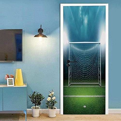 3D Türtapete Türfolie Selbstklebend Türposter Pvc Türaufkleber Fototapeten Fußballtor 90 X 200 Cm - Kinderzimmer, Küche, Wohnzimmer, Schlafzimmer, Arbeitszimmer, Bürotür, Foto, Tür-Wandaufkleber von TFLABS