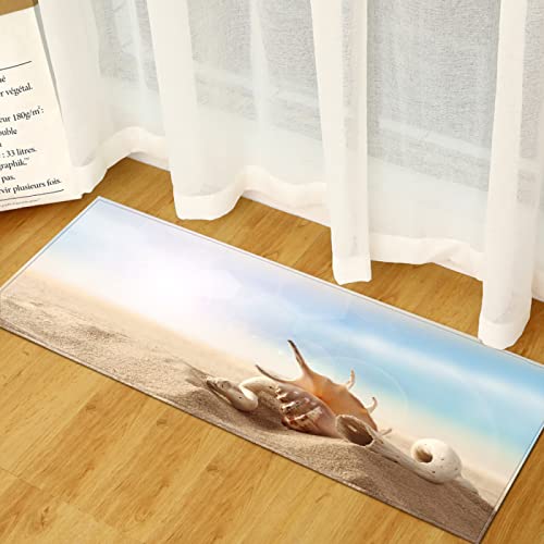 TFLABS Küchenläufer Waschbar rutschfest Küchenmatte Strand & Muschel Küchenmatte ​für Küche und Bar Teppich Läufer waschbare Küchenläufer Küche Deko 60 x 180cm von TFLABS