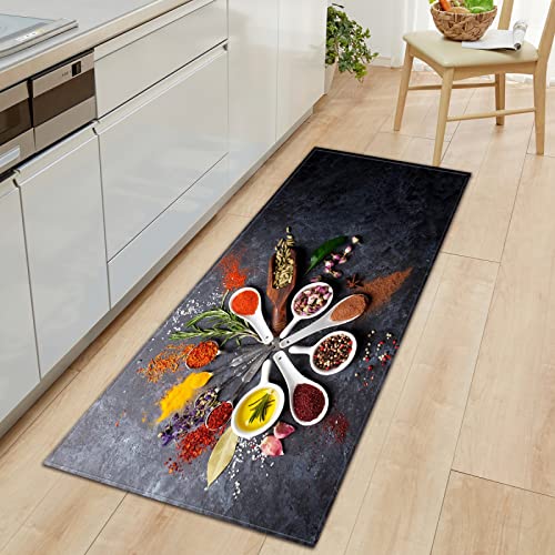 TFLABS Küchenmatten Gewürze & Löffel Barrier Teppiche mit Gummirücken, saugfähig, waschbarer Teppich für Flur, Küche, Eingang 50 x 140cm TFLABS Küchenmatten Gewürze & Löffel Barrier Teppiche mit Gummirücken, saugfähig, waschbarer Teppich für Flur, Küche, Eingang 50 x 140cm von TFLABS