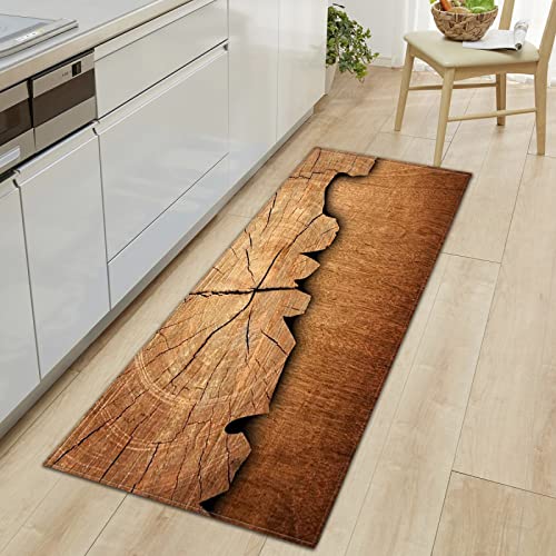 TFLABS Küchenteppich Braun&Holz Küchenläufer rutschfest Küchenmatte für Küche und Bar Teppich Läufer waschbare Küchenläufer Küche Deko 40 x 100cm von TFLABS